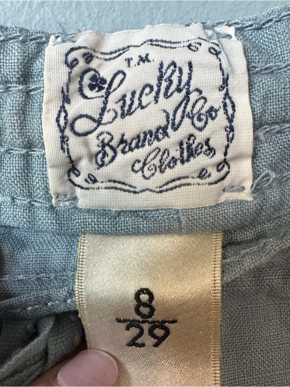 Lucky Brand 100% Linen Roll Up Utility Shorts in Blue  Sz 8 / 29 - Picture 3 of 14